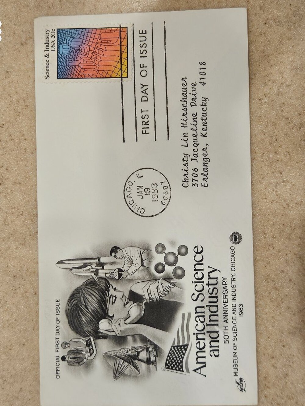 RARE USPS 1ST DAY ISSUE COVER AMERICAN SCIENCE & INDUSTRY STAMP ENVELOPE FDC